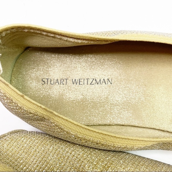 Stuart Weitzman Fannie Gold Bow Ballerina Flats - Picture 5 of 9